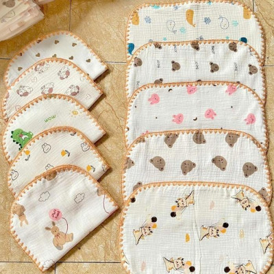 Gối Phẳng Lót Đầu 10 Lớp Xô Muslin Mềm, Thấm Hút Mồ Hôi Cho Bé Sơ Sinh