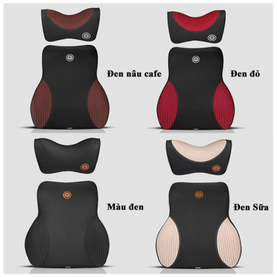 Gối tựa đầu và tựa lưng ô tô chất liệu ruột cao su non và vỏ da cao cấp dành cho xe hơi ghế văn phòng siêu êm