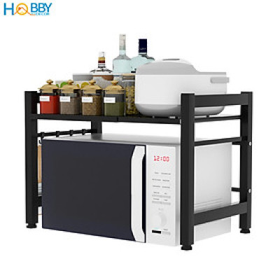 Kệ lò vi sóng 1 tầng điều chỉnh inox sơn đen Hobby home decor KVS1