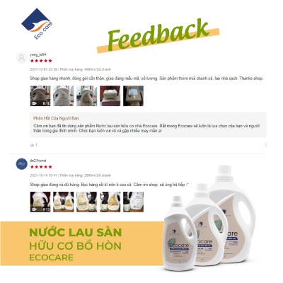 Nước lau sàn hữu cơ Bồ hòn Ecocare tinh dầu Quế 1000ml 