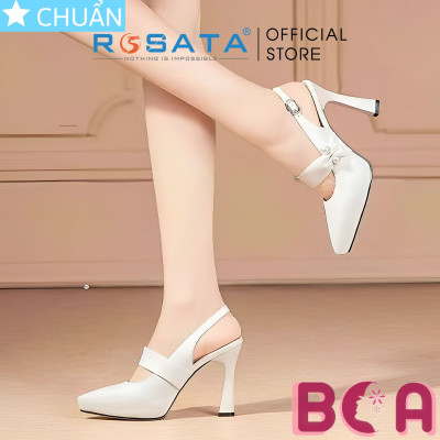 Giày cao gót nữ mũi nhọn 9p RO601 ROSATA tại BCASHOP thiết kế độc đáo với 2 viên trai nhân tạo sang chảnh bên hông