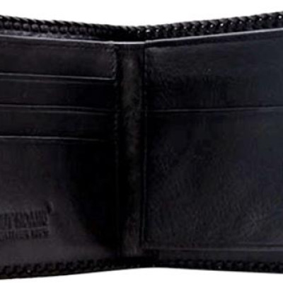 Ví Nam Da Cá Sấu Đan Viền Gai Huy Hoàng HT2222 (12.5 x 10 cm) - Đen