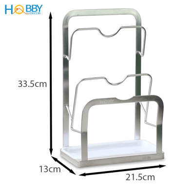 Kệ để nắp nồi 3 tầng inox 304 dán tường đa năng Hobby home decor TT05