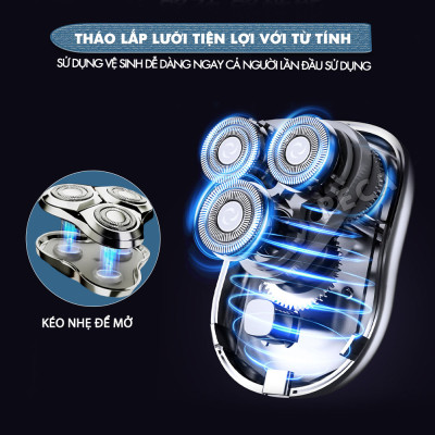 Máy cạo râu mini lưỡi nổi 3D Kemei KM-T83 màn hình LCD, công suất 5w mạnh mẽ - Hàng chính hãng