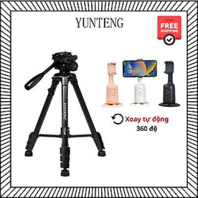 Combo Tripod Yunteng VCT-668 Gimbal Xoay tự động P01 - Hỗ trợ quay video, chụp ảnh dễ dàng - Hàng chính hãng