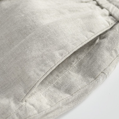 Quần dài ống rộng form suông unisex chất linen thiết kế đơn giản, basic, kèm dây rút và khuy khóa trước Qd11