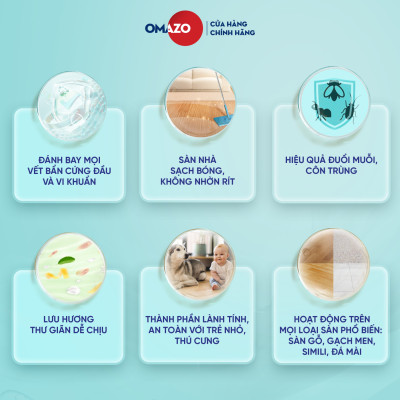 Combo 2 Omazo: Chai Nước Giặt Xả Hương Hoa Cỏ Diệu Kỳ 2.4kg + Nước Lau Sàn Hương Lily 1L