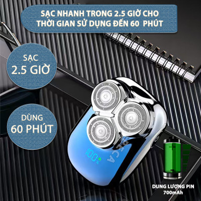 Máy cạo râu mini lưỡi nổi 3D Kemei KM-T83 màn hình LCD, công suất 5w mạnh mẽ - Hàng chính hãng