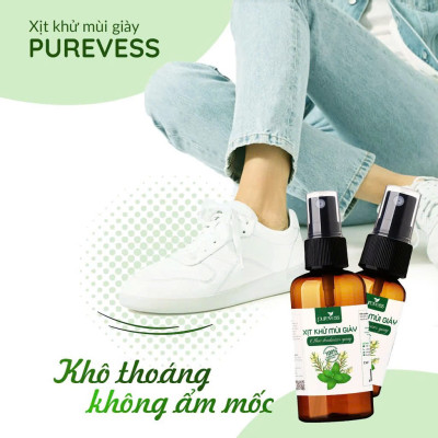Xịt khử mùi giày Purevess tinh chất bạc hà the mát