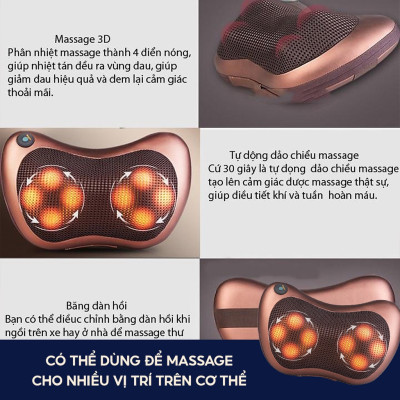 Gối Massage Cổ Vai Gáy, Gối Massage 8 Bi Đa Chức Năng, Giảm Đau Nhức Mỏi Vai Gáy, Công Nghệ Nhật Bản Cao Cấp - Hàng Nhập Khẩu