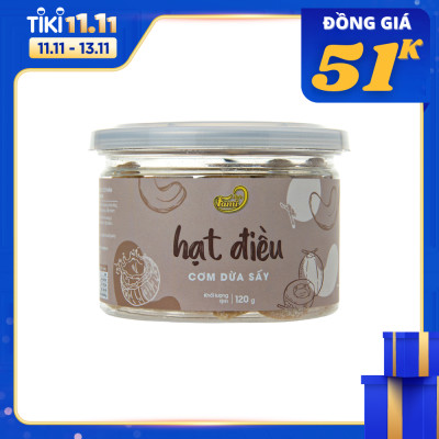 [Hạt Điều Tẩm Vị] Hạt Điều Tẩm Vị Cơm Dừa Sấy, Hạt Điều Cơm Dừa Sấy, Hạt Điều Rang Sấy Vị Cơm Dừa, Hạt Điều Acồ Size A++, Hạt Điều Xuất Khẩu - Hũ Nắp Nhôm 120g - Thương Hiệu FAMINUTS