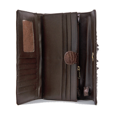  Bóp nữ da cá sấu Huy Hoàng 3 gấp nguyên con màu vàng bò, đen, nâu đỏ, nâu đất HT3204-05-06-19