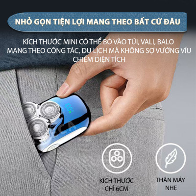 Máy cạo râu mini lưỡi nổi 3D Kemei KM-T83 màn hình LCD, công suất 5w mạnh mẽ - Hàng chính hãng