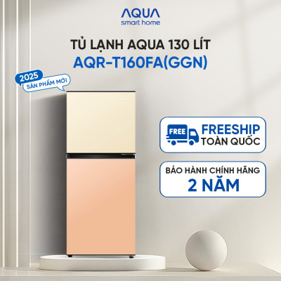 [SẢN PHẨM MỚI 2025] Tủ lạnh AQUA 130 lít ngăn đá trên AQR-T160FA(GGN) - Màu Be hồng - Freeship toàn quốc - Bảo hành 2 năm - Hàng chính hãng