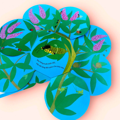 Sách cho bé - Vòng Đời Kỳ Diệu - Sâu Nhỏ Hoá Bướm - Sách tranh, lật mở bông hoa - Khám phá tự nhiên
