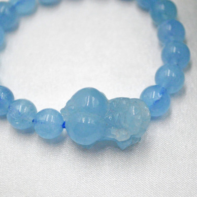 VÒNG TAY TỲ HƯU HỖ TRỢ TÀI LỘC, CÔNG VIỆC ĐÁ AQUAMARINE TỰ NHIÊN