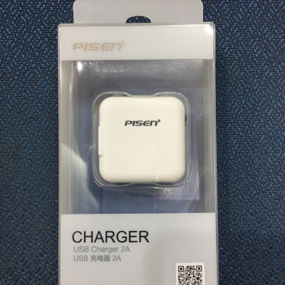 Củ sạc điện thoại Pisen  2A (Trắng), 1 cổng USB- Hàng chính hãng