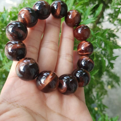 Vòng tay đá mắt hổ nâu đỏ 16 li