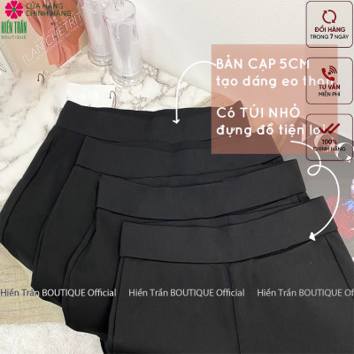 Quần ống loe Hiền Trần BOUTIQUE nữ lưng cạp cao co giãn vải Umi Hàn co giãn tốt dáng dài