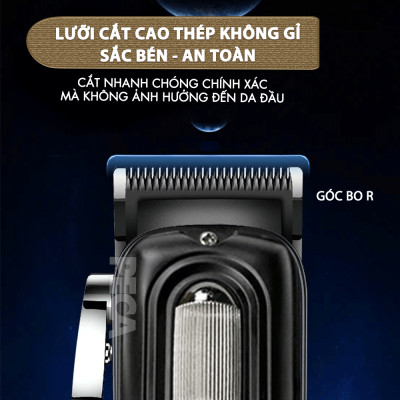 Tông đơ cắt tóc chuyên nghiệp Kemei KM-1727 công suất mạnh 8W màn hình LCD sạc nhanh USB tiện lợi - Chính hãng