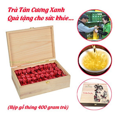 Trà Tân Cương Thượng Hạng Hộp Gỗ Thông - Trà xanh Thái Nguyên hương thơm, vị đượm làm quà biếu ý nghĩa