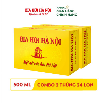 Combo 2 Thùng Bia Hơi Hà Nội - Thùng 24 lon 500ml