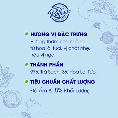 Combo 2 Trà Xanh Lài ROFFESCO PREMIUM JASMINE TEA Hảo Hạng Hương Thơm Dịu Mát Hương Vị Đắng Nhẹ Thơm Ngon 400g