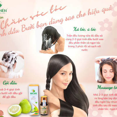 Tinh dầu Bưởi nguyên chất Hoa Nén 100ml - 3ml - Hoa Nén - Chăm sóc tóc, đẹp da, làm thơm phòng