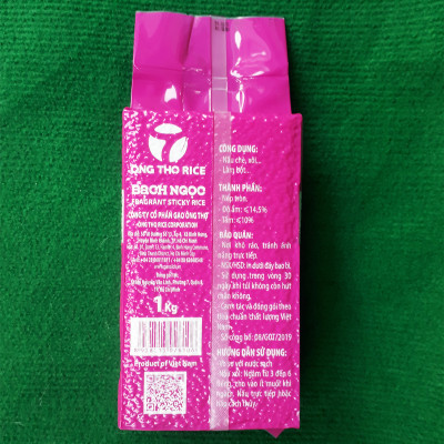 Gạo Nếp Bạch Ngọc Túi 1Kg - Gạo Ông Thọ - Hạt tròn đều, cơm dẻo mềm