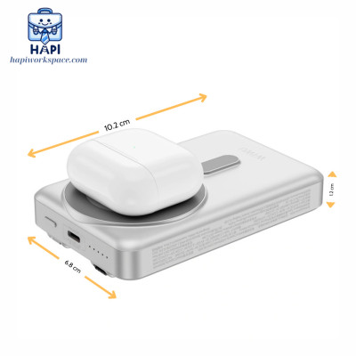 Sạc dự phòng hàng chính hãng WiWU Elite 5-in-1 Wi-P056: Tích hợp cáp C, L, sạc không dây từ tính kiêm giá đỡ