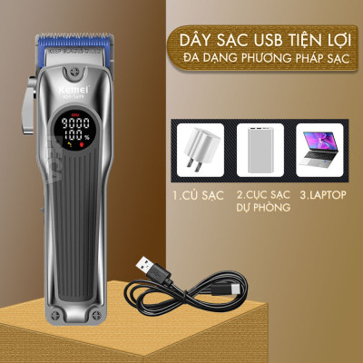 Tông đơ cắt tóc chuyên nghiệp Kemei KM-1699 lưỡi cắt mạ carbon công suất 8W tốc độ cắt 9000RPM - Hàng chính hãng