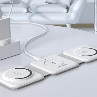 Đế sạc không dây Magnetic 3in1 gấp gọn Choetech T588 công suất 15W (Hàng chính hãng)