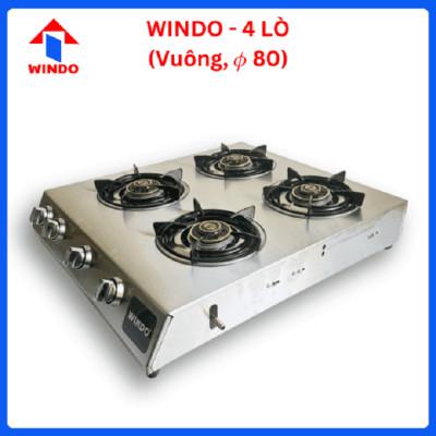Bếp Gas Công Nghiệp Thấp Áp 4 Lò WINDO - 4 lò phi 80 - Hàng Chính Hãng 