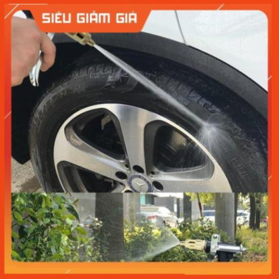 Bộ dây vòi xịt nước rửa xe, tưới cây . tăng áp 3 lần, loại 15m 206236 đầu đồng, cút đồng+ tặng mở chai