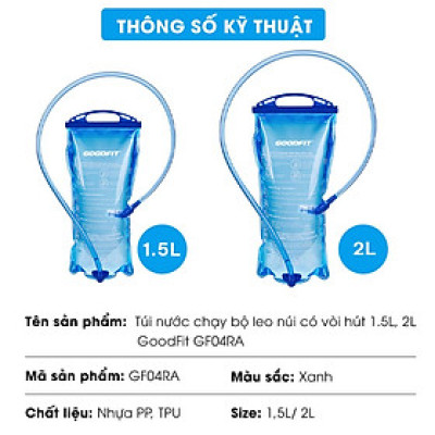 Bình nước thể thao, túi nước chạy bộ leo núi có vòi hút GoodFit GF04RA