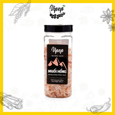 Muối Hồng Himalaya Nguyên Hạt Vipep Hũ Nhựa 500g - Gia vị Vipep