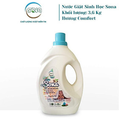 Nước giặt sinh học SONA 3.6L giặt xả quần áo 2 trong 1 mềm mại lưu hương 24h