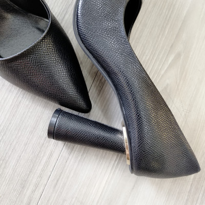 Giày cao gót nữ da vân, gót cách điệu ROSATA RO448 - 8p - Đen, Đỏ, Nâu - HÀNG VIỆT NAM - BKSTORE