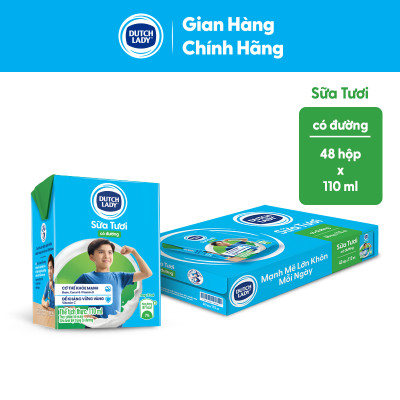 Thùng 48 Hộp Sữa Tươi Tiệt Trùng Dutch Lady Cô Gái Hà Lan Có Đường (48 x 110ml)