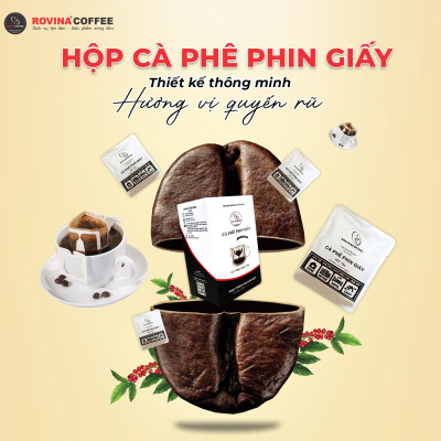 Cà Phê Phin Giấy Rovina – Tiện Lợi – Mọi Lúc – Mọi Nơi Nguyên Chất 100%, Vẹn Tròn Hương Vị Nguyên Bản, Đậm Ngon Đúng Chất