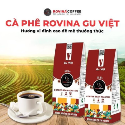 Cà Phê Rovina Gu Việt-  Pha Máy -  Gói 250gr ( Nguyên Hạt)  Mùi Thơm Quyến Rũ, Đậm Đà Đúng Chuẩn Gu Việt.