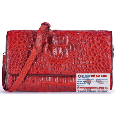 Túi Đeo Chéo Nữ Da Cá Sấu Huy Hoàng HT6229 (14.5 x 24.5 cm) - Nâu Đỏ