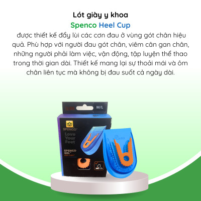 Lót gót giày y khoa cho giày công sở, thể thao đệm êm giảm đau gót, gân achilles Spenco Gel Heel Cup