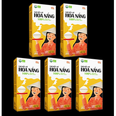 Combo 5 hộp Gạo Hữu Cơ Hoa Nắng - Vàng Lúa Chín 2kg