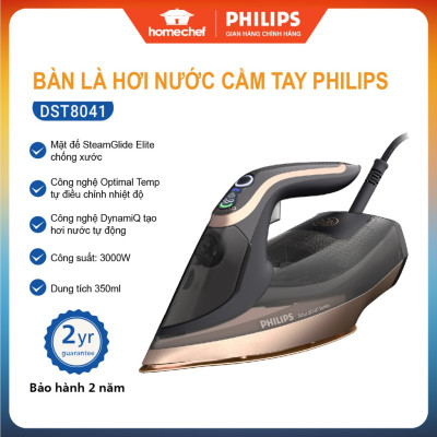 Bàn là, bàn ủi hơi nước cảm biến nhiệt Philips DST8041, công suất 3000W, bảo hành 2 năm | HÀng Chính HÃng