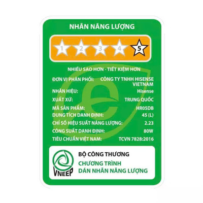 Tủ lạnh Mini Bar Hisense 45 Lít HR05DB tiết kiệm điện, thiết kế gọn nhẹ, bảo hành 24 tháng - HÀNG CHÍNH HÃNG