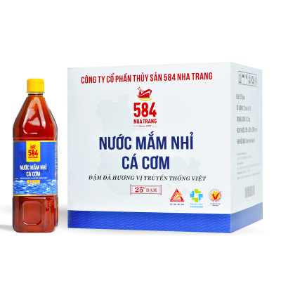 Nước mắm Nhỉ Cá cơm 584 Nha Trang - 25 độ đạm - Chai nhựa 1Lit