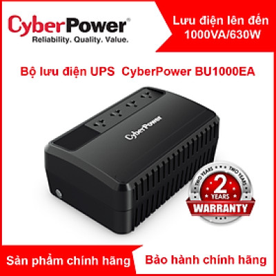 Bộ lưu điện UPS CyberPower BU1000EA 1000VA / 630W - Tích hợp công nghệ ổn áp AVR, Công nghệ tiết kiệm điện GreenPower, công nghệ Line Interactive - Hàng chính hãng