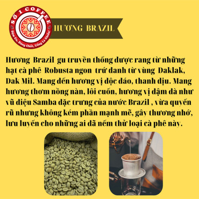 [SỐ 1 COFFEE] Cà Phê Nguyên Chất Hương BRAZIL Thơm Nồng Nàn, Vị Đắng Đậm Đà, Ngọt Hậu Vị , Pha Phin, Pha Máy , Cà Phê Rang Mộc 100%- 500Gam