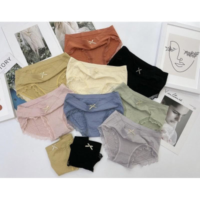 Sét 10 quần lót cotton phối ren lụa vân sọc